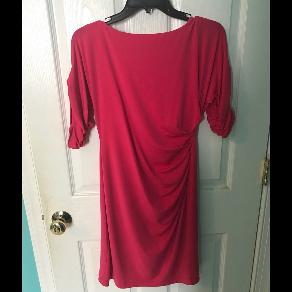 Hot pink jersey dress.